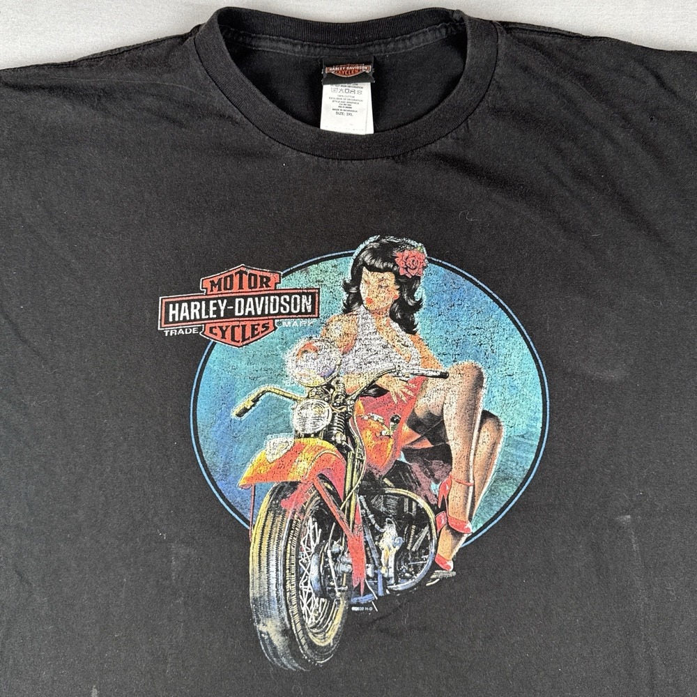 Harley Davidson Pinup Girl T Shirt 3XL Lake Ozarks Biker Motorcycle USA
